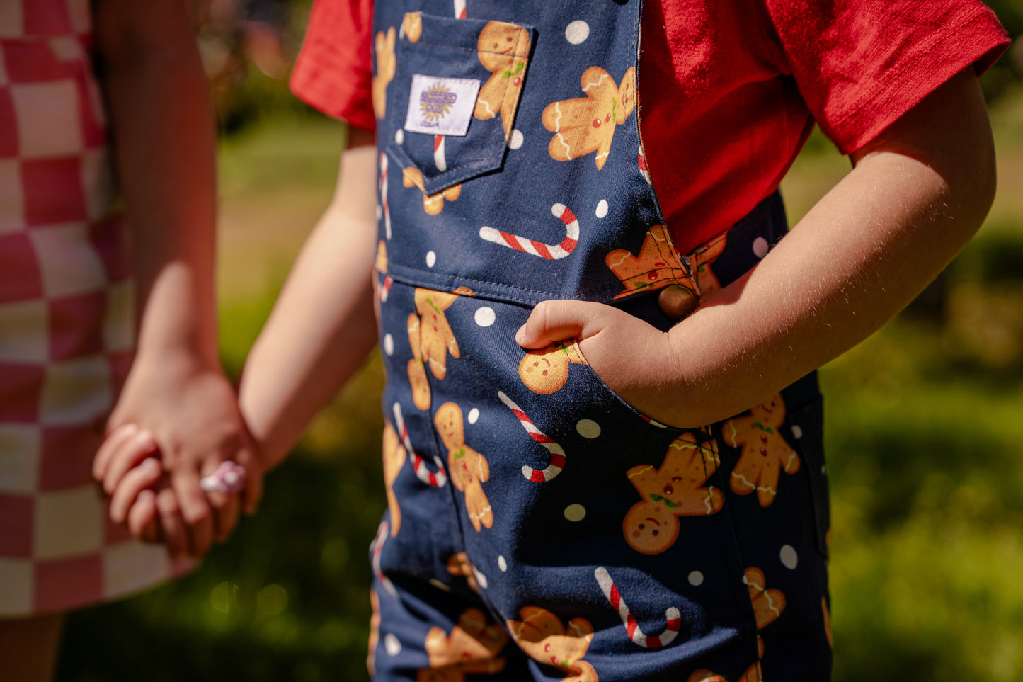 Blue gingerbread man overalls π